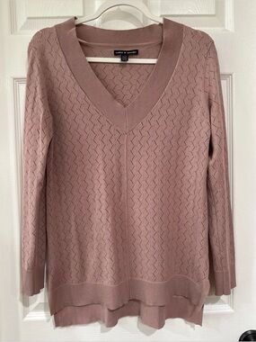 Cable & Gauge Small Long Sleeve Pullover Open Knit Lightweight Sweater Mauve